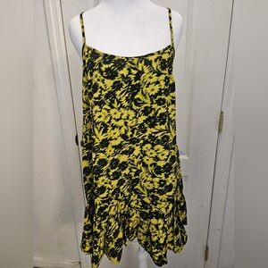 Urban Outfitters Yellow & Black Floral Mini Dress Spaghetti Strap Small NWT